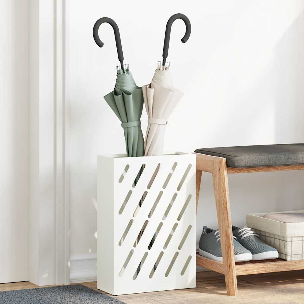 Vidaxl paraplu standaard wit 28 x 12 x 41 cm staal