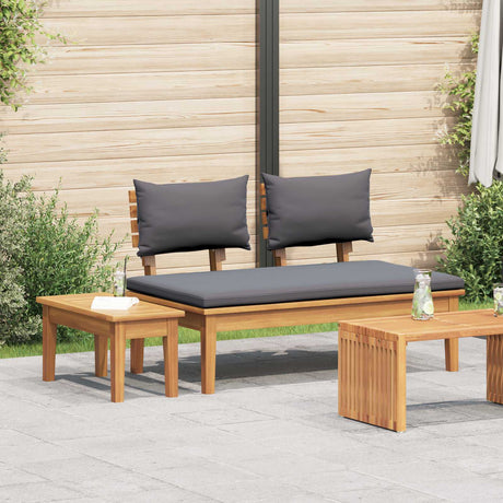 Vidaxl tuinbank en tafel set 2 st grijs en bruin massief teakhout
