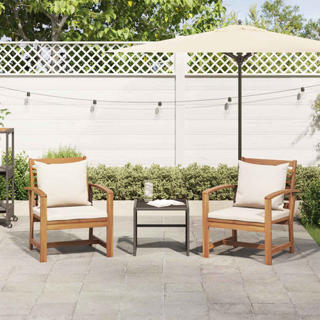 Vidaxl stoel 2 stuk bruin en crème 65 x 60 x 76,5 cm massief teakhout