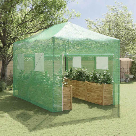 Vidaxl kas met pop-up frame met dak groen 280 x 410 x 315 cm ijzer