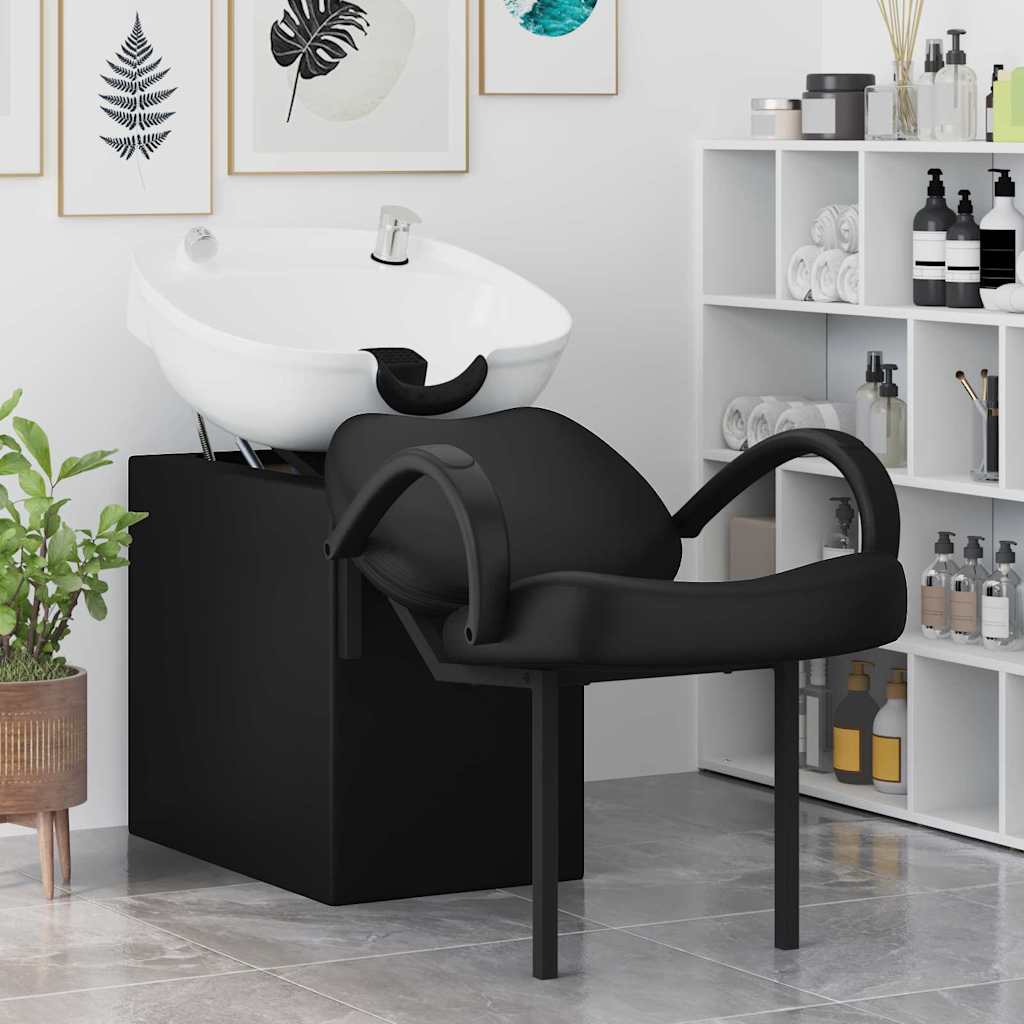 Vidaxl shampoo stoel zwart en wit 63 x 141 x 92 cm pvc