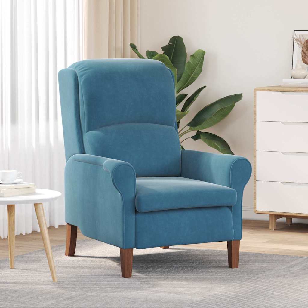Vidaxl fauteuil blauw fluweel