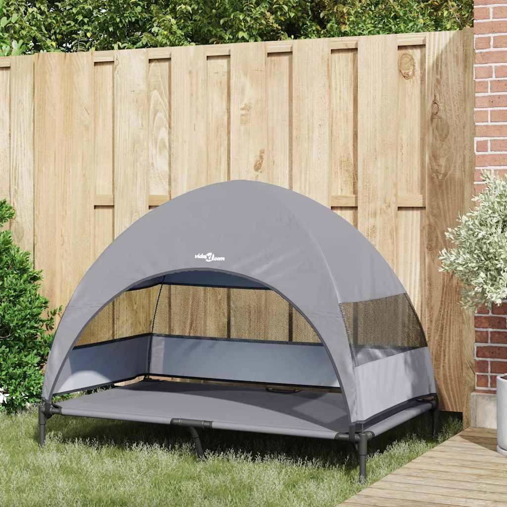 Vidaxl verhoogd hondenbed lichtgrijs 127 x 81 x 108 cm stof en staal