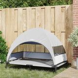Vidaxl verhoogd hondenbed zilvergrijs 127 x 81 x 108 cm stof en staal