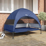 Vidaxl verhoogd hondenbed marineblauw 127 x 81 x 108 cm stof en staal