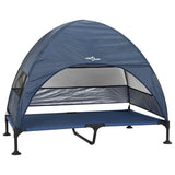 Vidaxl verhoogd hondenbed marineblauw 127 x 81 x 108 cm stof en staal