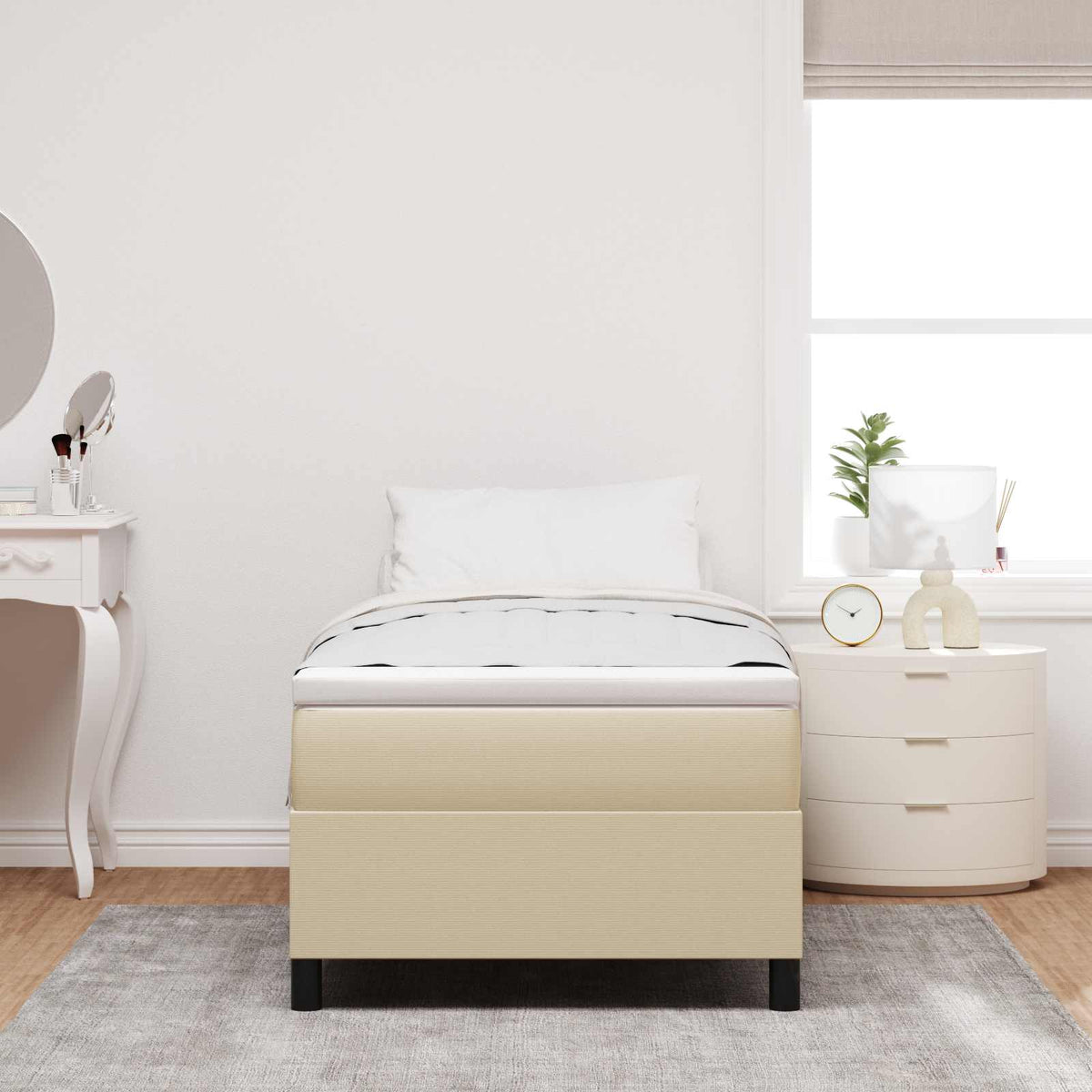 Vidaxl platform bedframe grijs groen 100 x 200 cm katoen stof