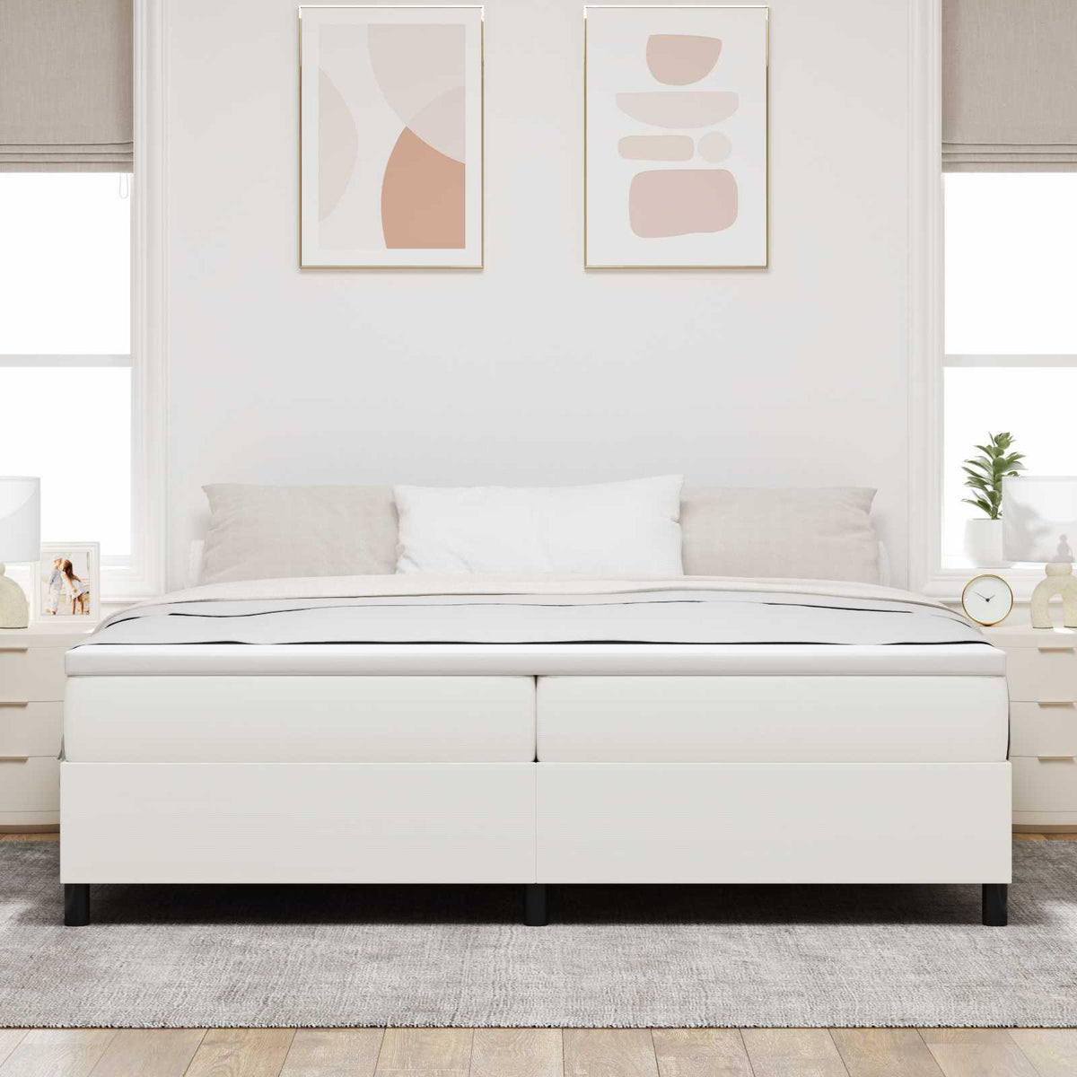 Vidaxl platform bedframe crème 200 x 200 cm katoen stof