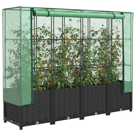 Vidaxl verhoogde plantenbak met kashoes rotanlook 160x40x138 cm