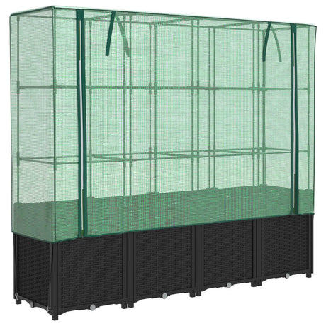 Vidaxl verhoogde plantenbak met kashoes rotanlook 160x40x153 cm