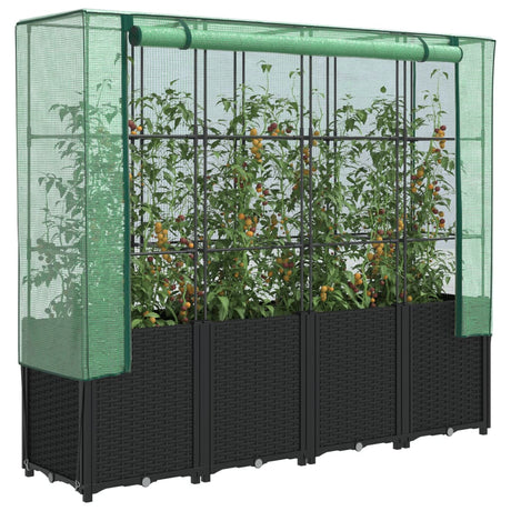 Vidaxl verhoogde plantenbak met kashoes rotanlook 160x40x153 cm