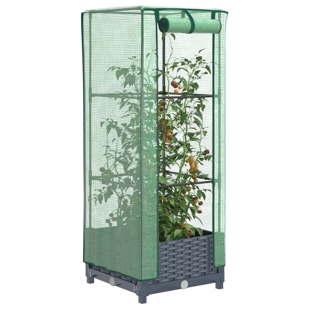 Vidaxl plantenbak verhoogd met kashoes 40x40x123 cm rattanlook