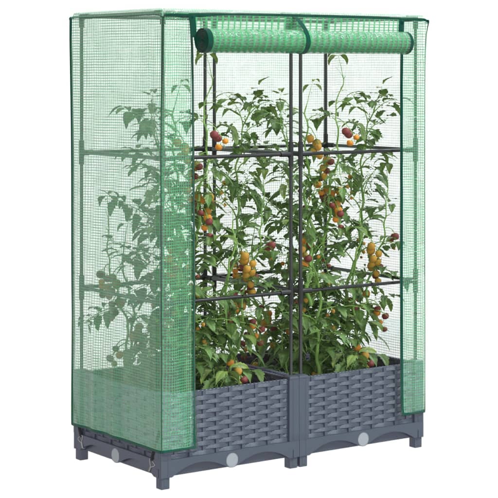 Vidaxl plantenbak verhoogd met kashoes 80x40x123 cm rattanlook