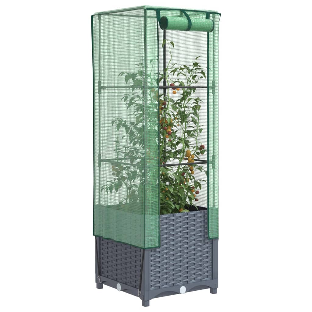 Vidaxl plantenbak verhoogd met kashoes 40x40x139 cm rattanlook