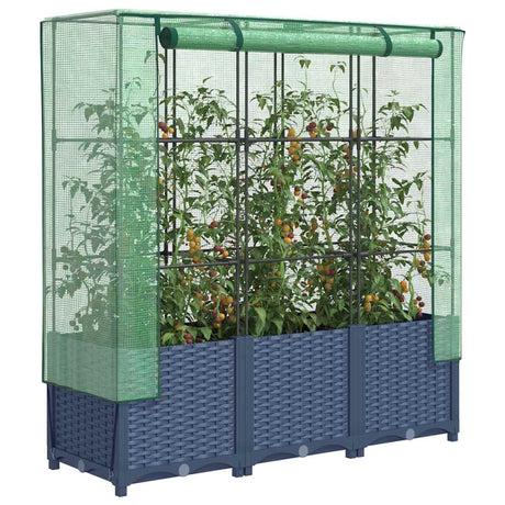 Vidaxl plantenbak verhoogd met kashoes 120x40x138 cm rattanlook
