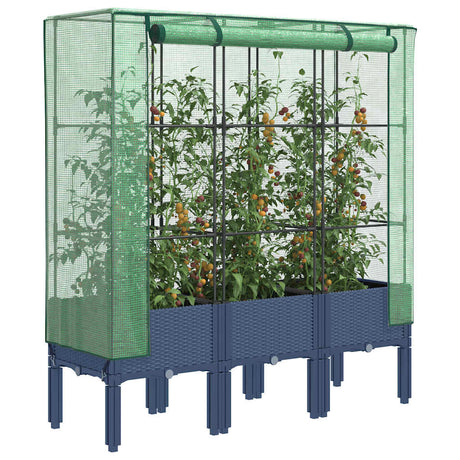 Vidaxl plantenbak verhoogd met kashoes 120x40x140 cm rattanlook