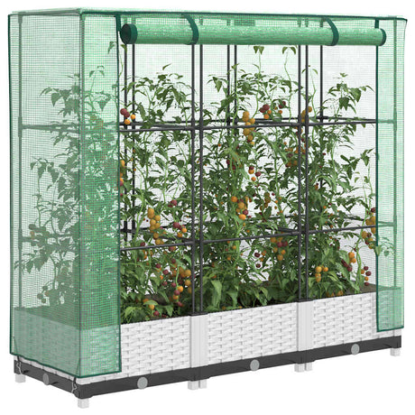 Vidaxl plantenbak verhoogd met kashoes 120x40x123 cm rattanlook