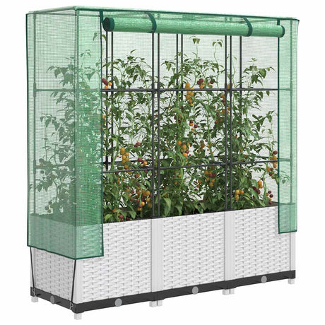 Vidaxl plantenbak verhoogd met kashoes 120x40x138 cm rattanlook