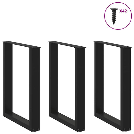 Vidaxl eettafelpoten 3 st u-vormig 70x(72-73) cm staal zwart