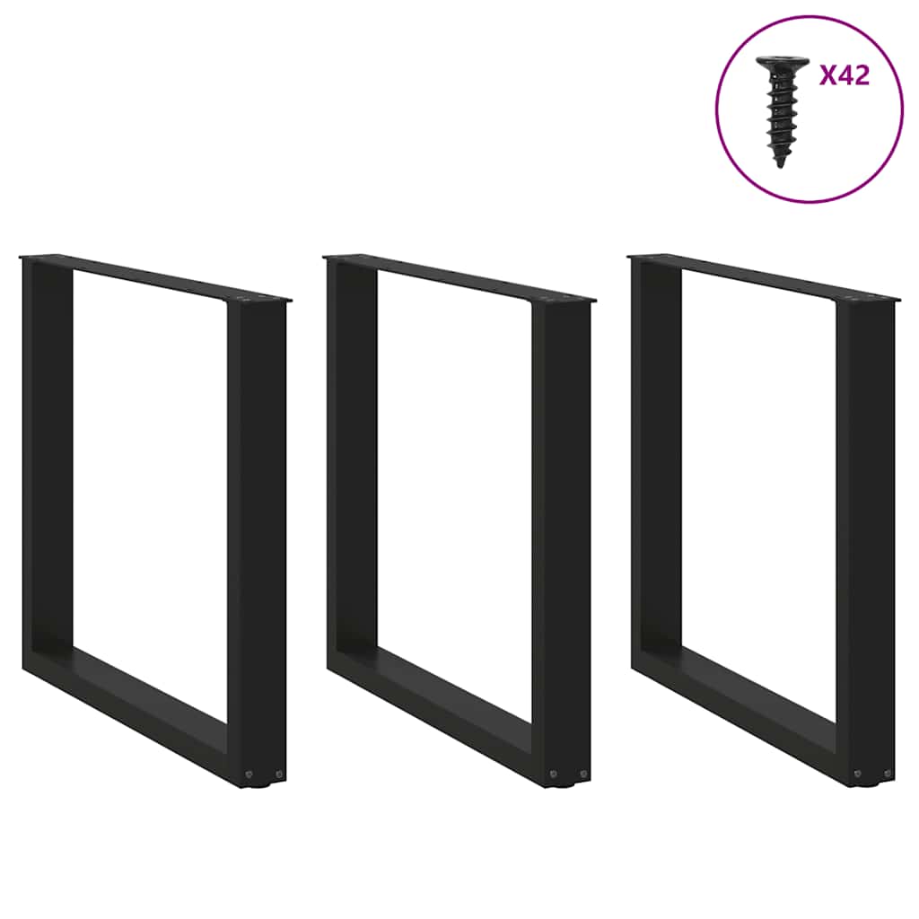 Vidaxl eettafelpoten 3 st u-vormig 80x(72-73) cm staal zwart