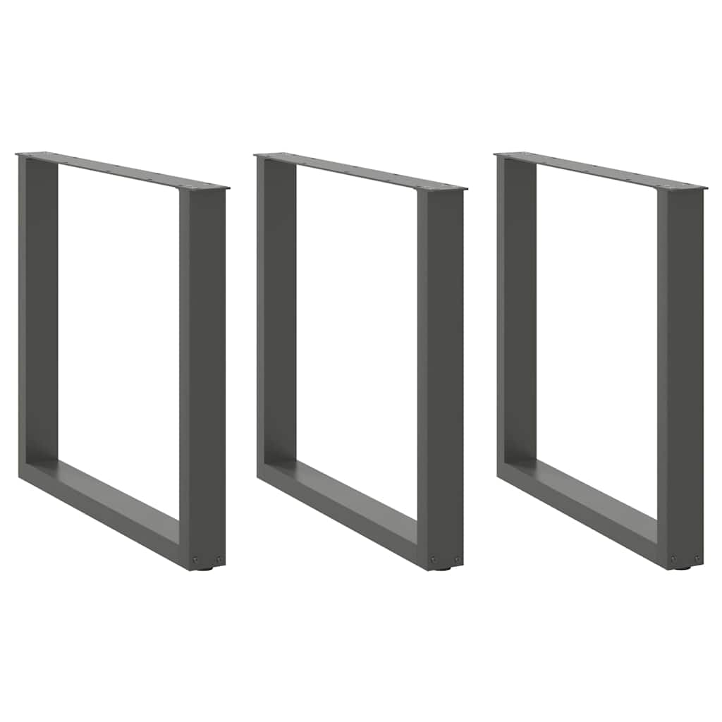 Vidaxl eettafelpoten 3 st u-vormig 80x(72-73) cm staal antraciet