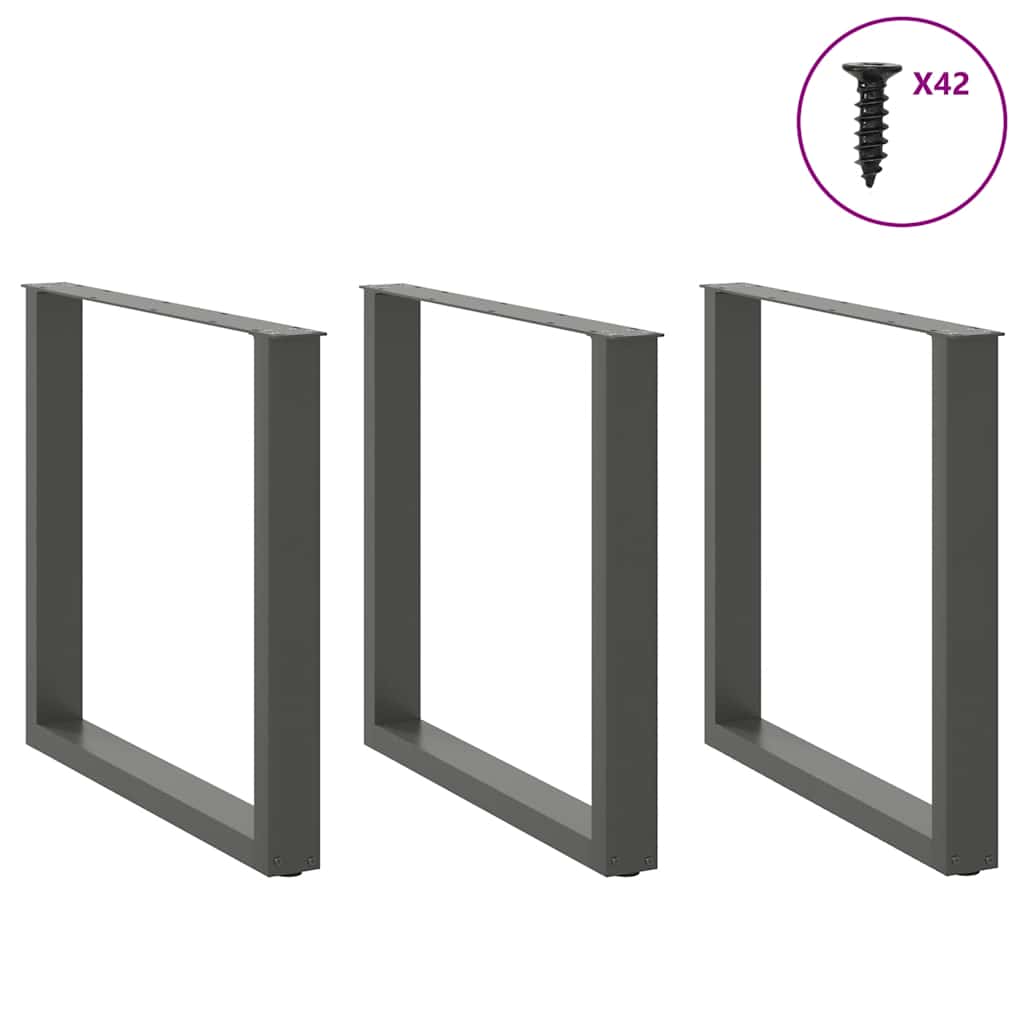 Vidaxl eettafelpoten 3 st u-vormig 80x(72-73) cm staal antraciet