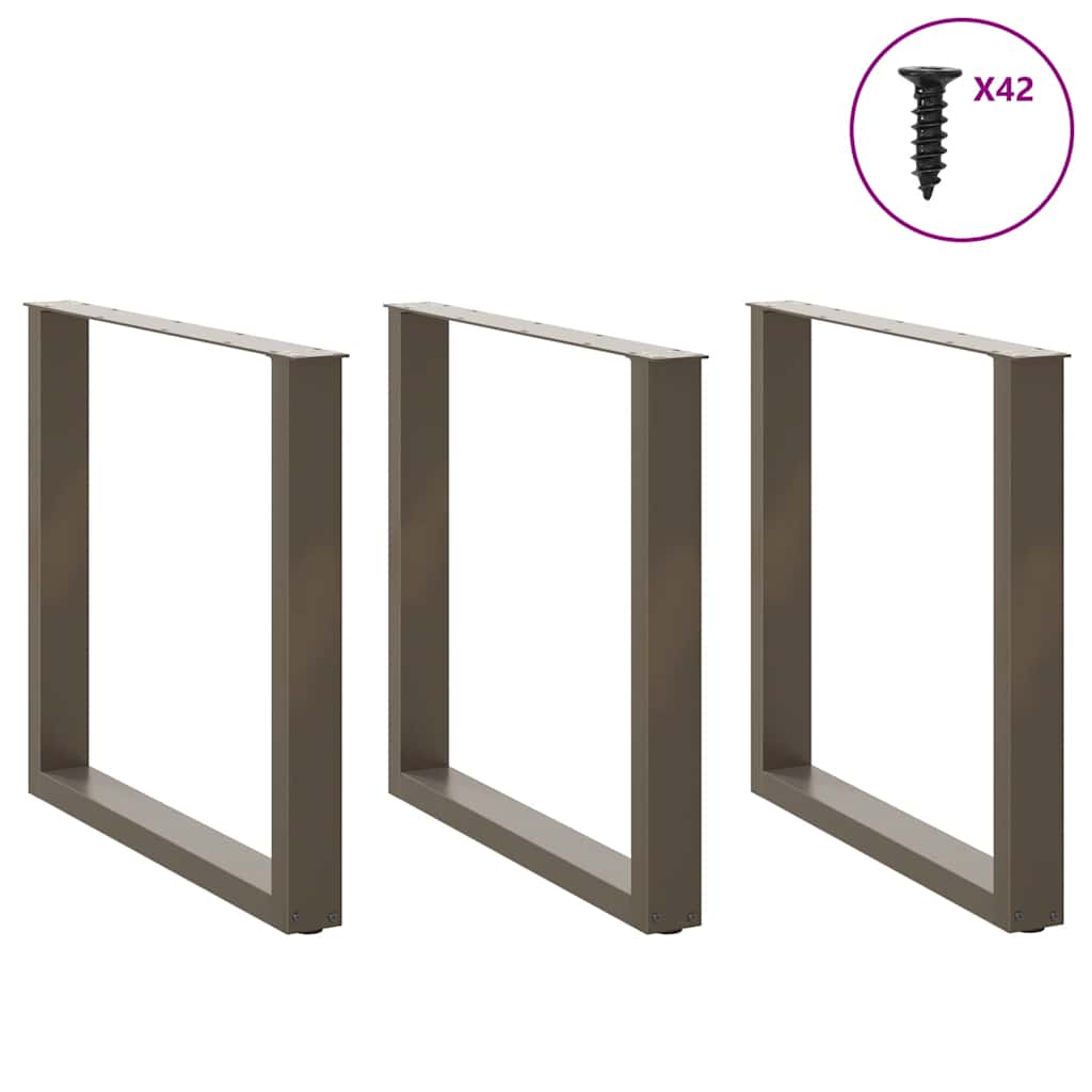 Vidaxl eettafelpoten 3 st u-vormig 80x(72-73) cm staal naturel