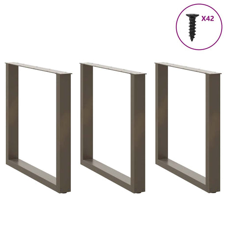 Vidaxl eettafelpoten 3 st u-vormig 80x(72-73) cm staal naturel