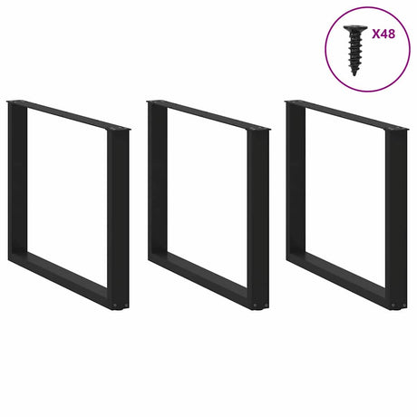 Vidaxl eettafelpoten 3 st u-vormig 100x(72-73) cm staal zwart