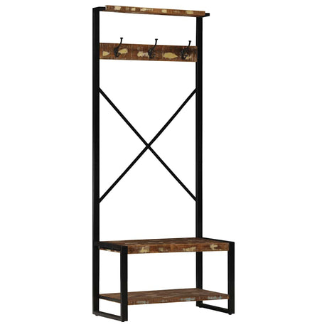 Vidaxl kledingrek 80x40x190 cm massief gerecycled hout meerkleurig