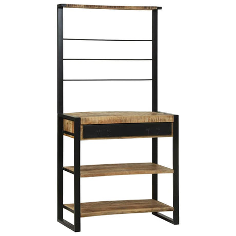Vidaxl keukenrek bruin en zwart 80 x 40 x 160 cm massief mango hout