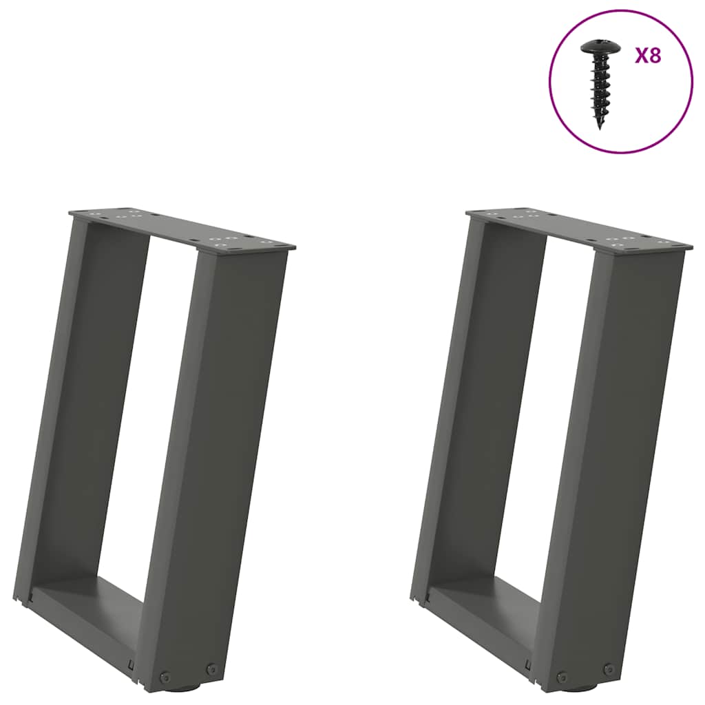 Vidaxl salontafelpoten 2 st u-vormig 28x(42-43) cm staal antraciet