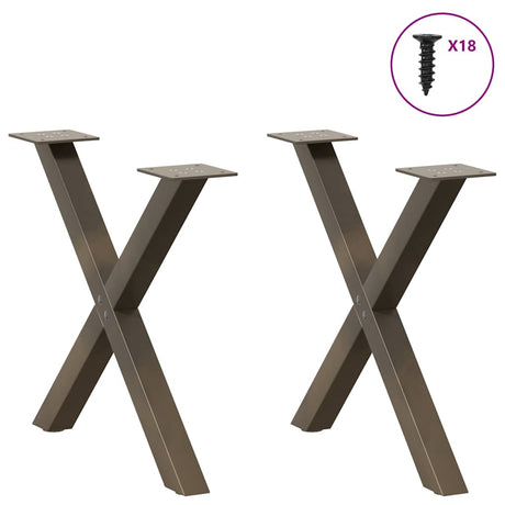 Vidaxl salontafelpoten 2 st x-vormig 50x(42-43) cm staal naturel