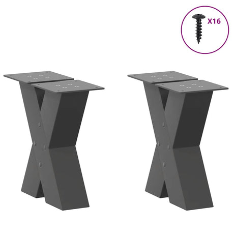 Vidaxl salontafelpoten 2 st x-vormig 30x(30-31) cm staal antraciet