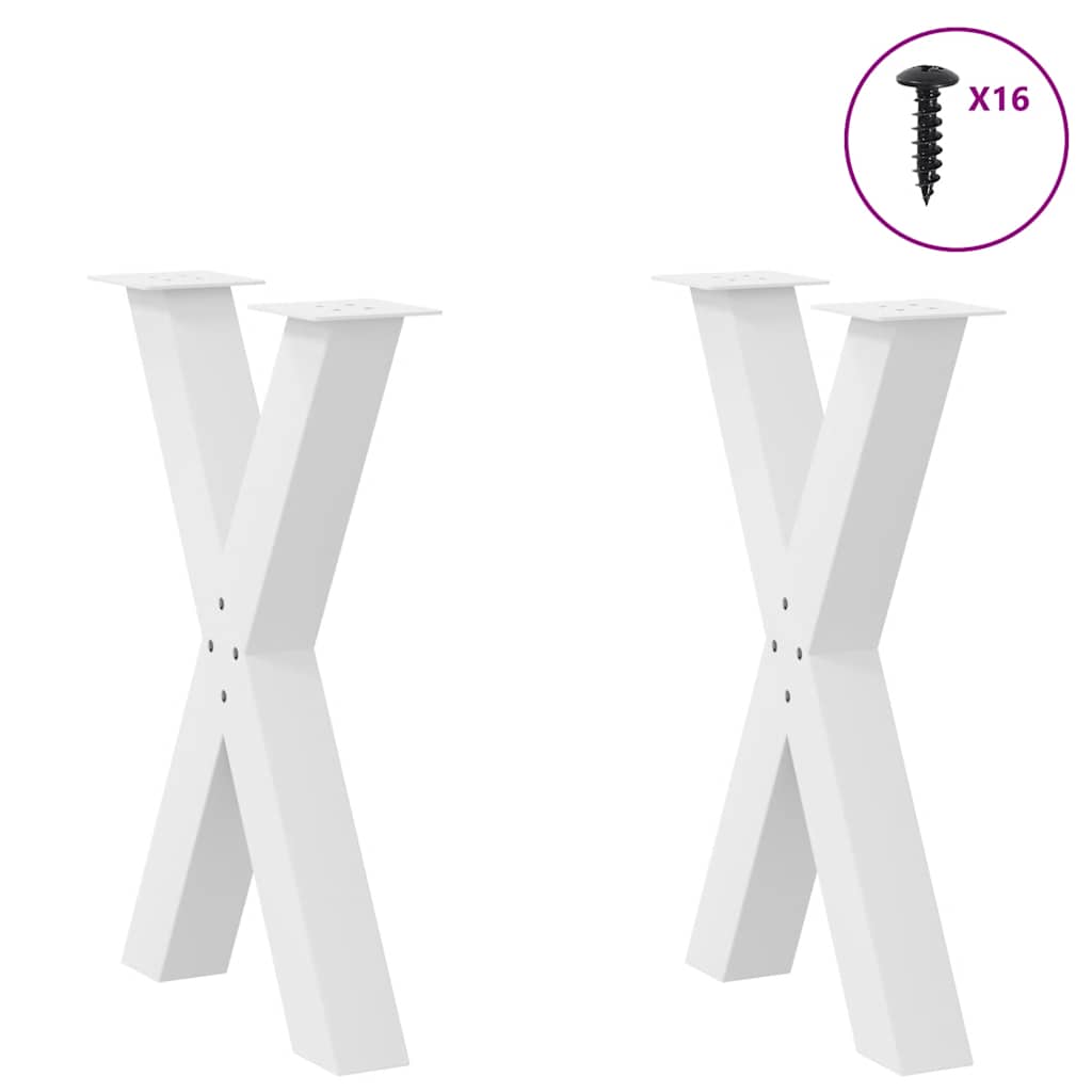 Vidaxl eettafelpoten 2 st x-vormig 60x(72-73) cm staal wit