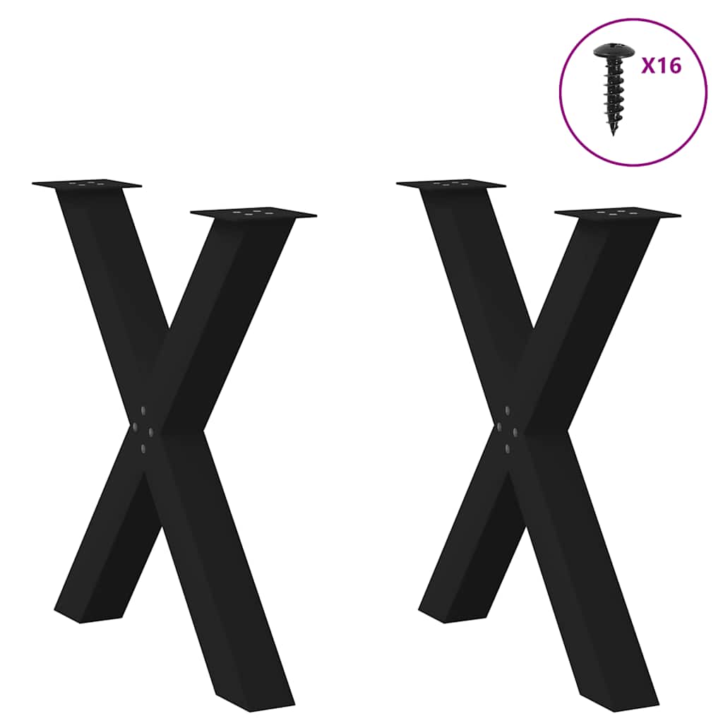 Vidaxl eettafelpoten 2 st x-vormig 80x(72-73) cm staal zwart