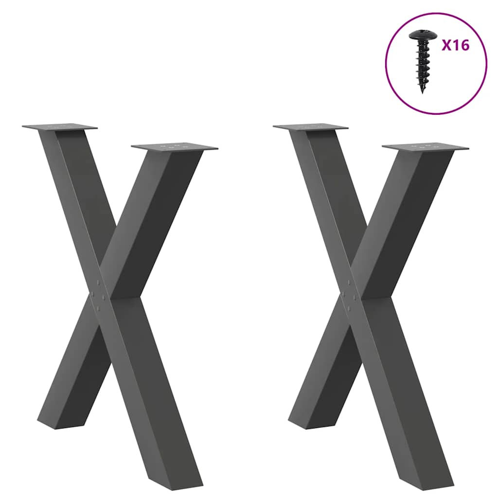 Vidaxl eettafelpoten 2 st x-vormig 80x(72-73) cm staal antraciet