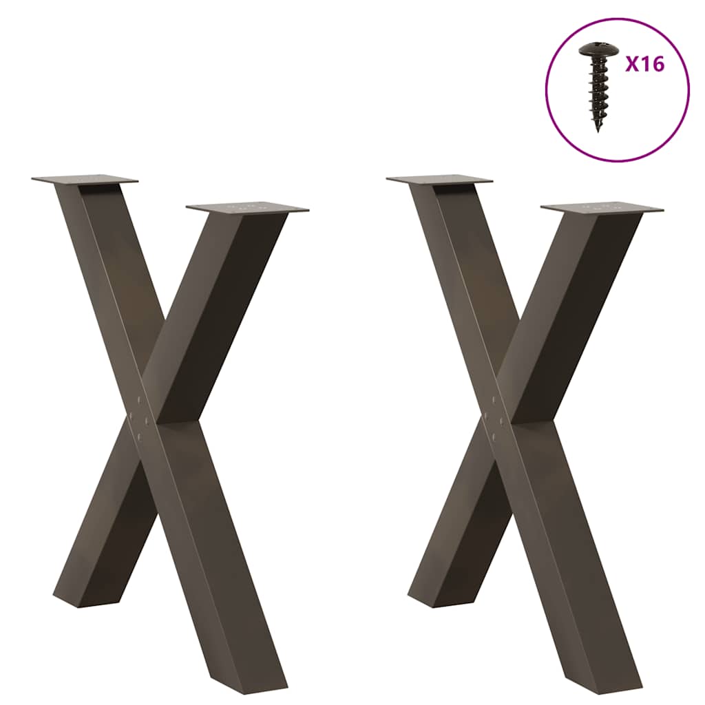 Vidaxl eettafelpoten 2 st x-vormig 80x(72-73) cm staal naturel