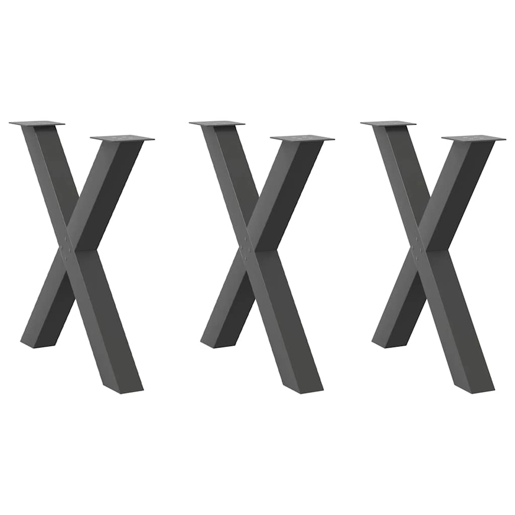 Vidaxl eettafelpoten 3 st x-vormig 70x(72-73) cm staal antraciet