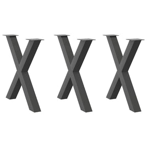 Vidaxl eettafelpoten 3 st x-vormig 70x(72-73) cm staal antraciet