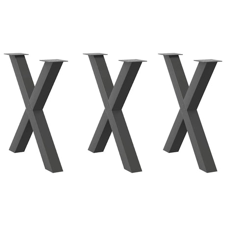 Vidaxl eettafelpoten 3 st x-vormig 70x(72-73) cm staal antraciet
