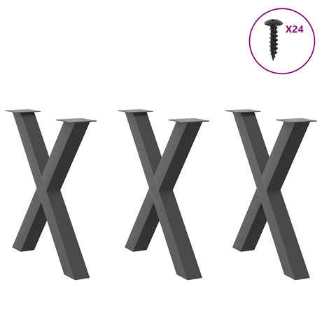 Vidaxl eettafelpoten 3 st x-vormig 70x(72-73) cm staal antraciet