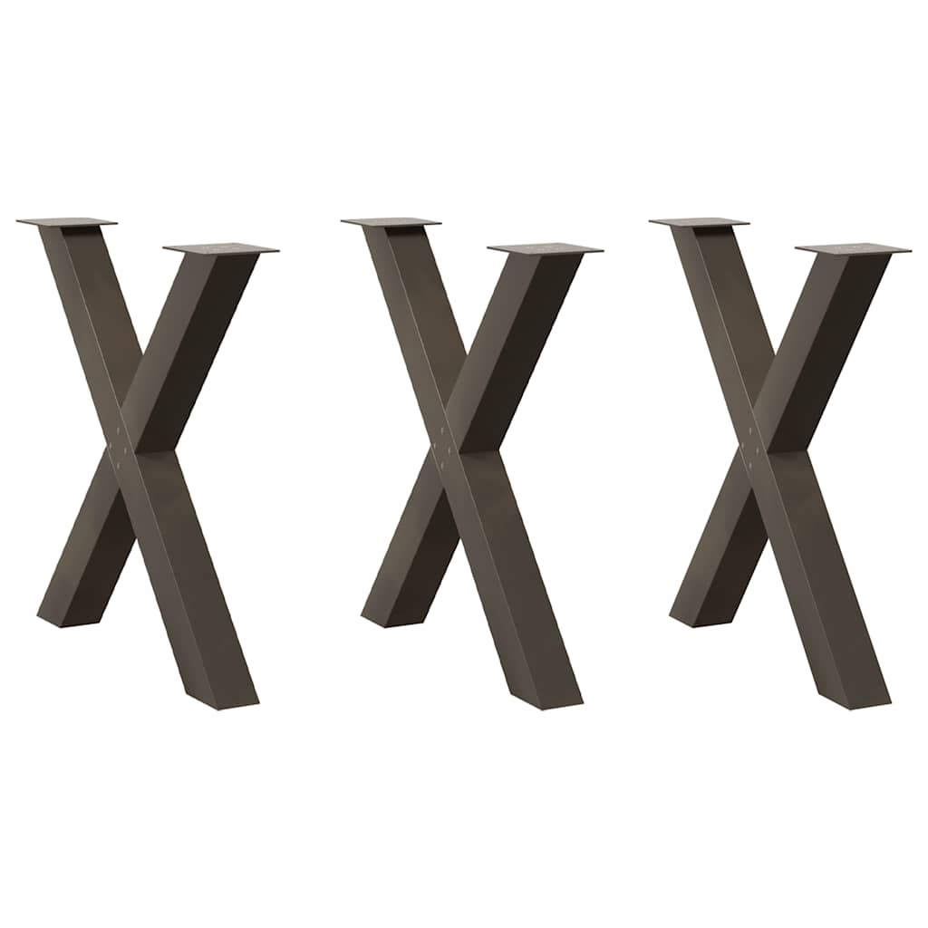 Vidaxl eettafelpoten 3 st x-vormig 70x(72-73) cm staal naturel