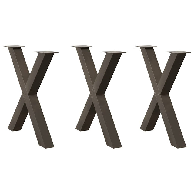 Vidaxl eettafelpoten 3 st x-vormig 70x(72-73) cm staal naturel
