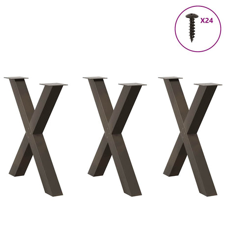 Vidaxl eettafelpoten 3 st x-vormig 70x(72-73) cm staal naturel