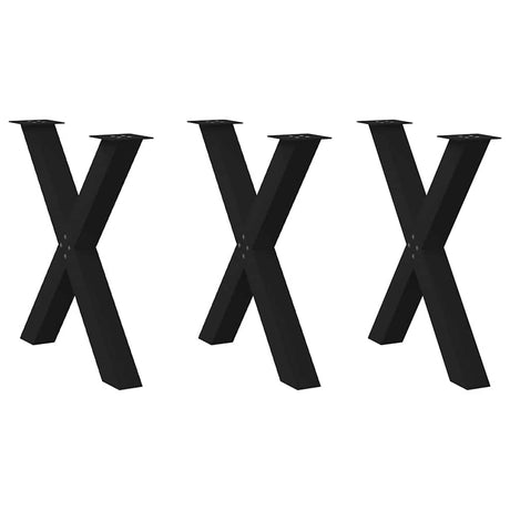 Vidaxl eettafelpoten 3 st x-vormig 80x(72-73) cm staal zwart