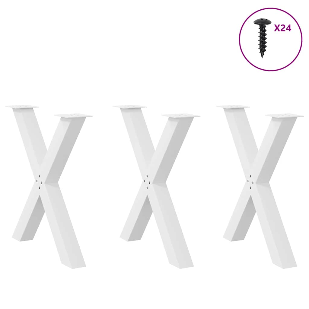 Vidaxl eettafelpoten 3 st x-vormig 80x(72-73) cm staal wit