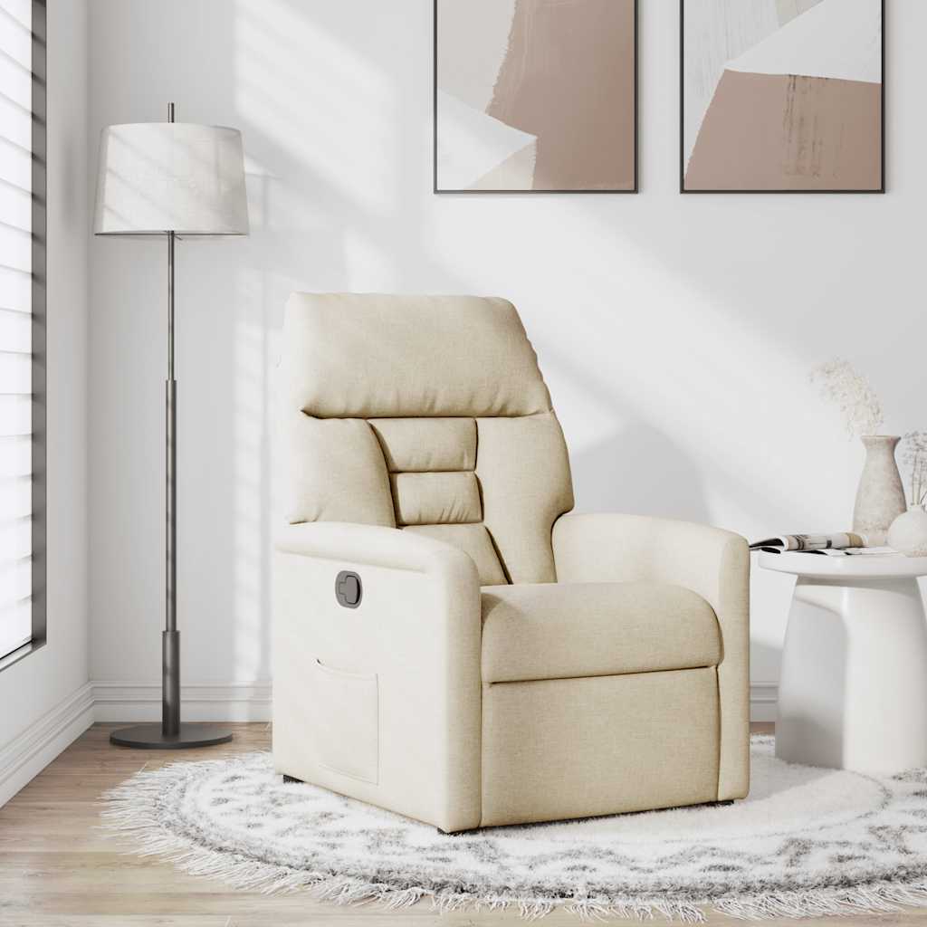 Vidaxl fauteuil verstelbaar stof crèmekleurig