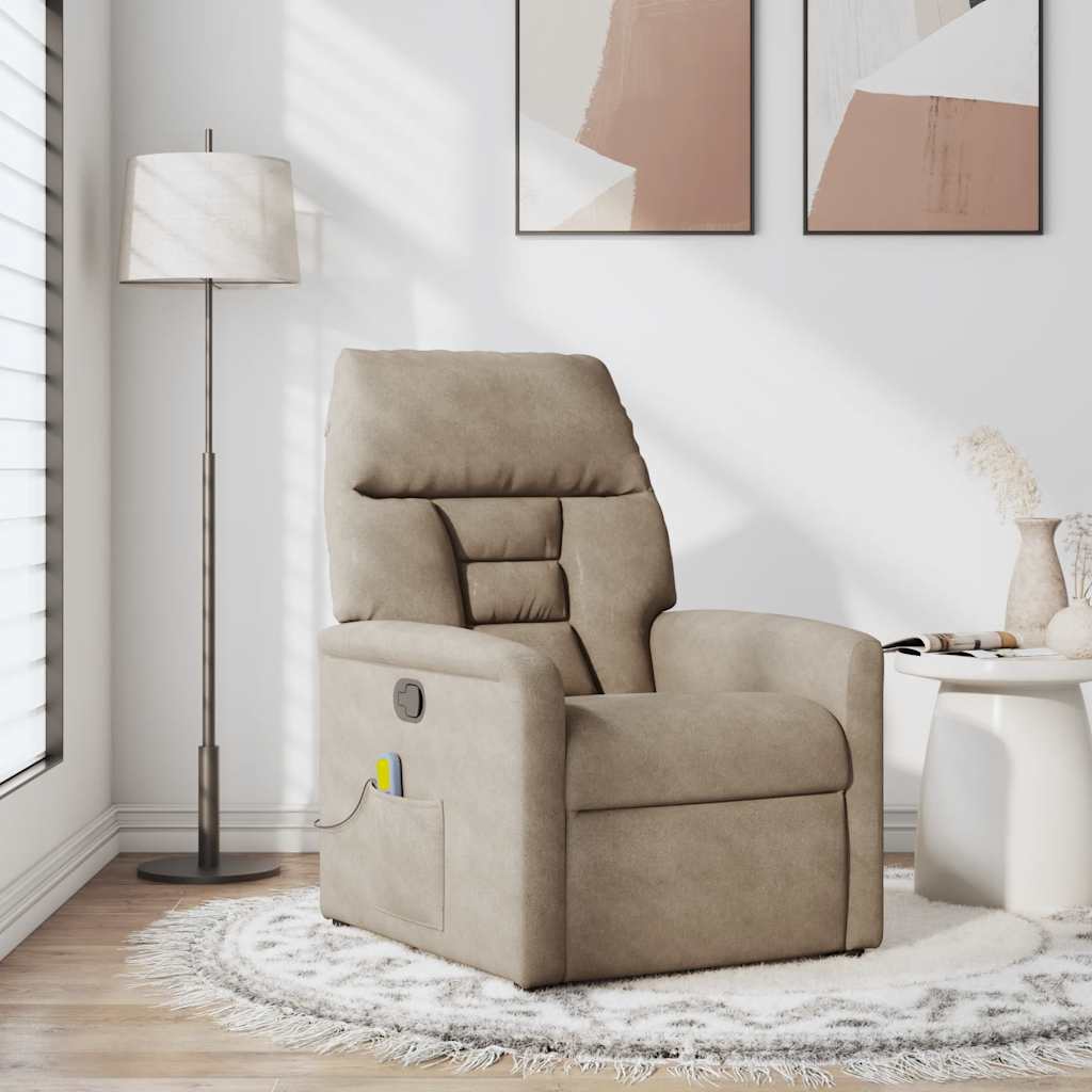 Vidaxl massagestoel microvezelstof taupe