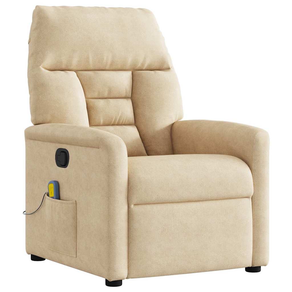 Vidaxl massagestoel microvezelstof crèmekleurig